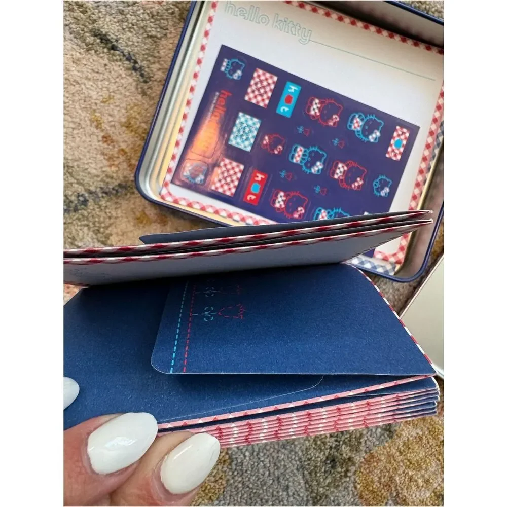 Vintage Sanrio Hello Kitty Tin Set of Writing Stationary Stickers